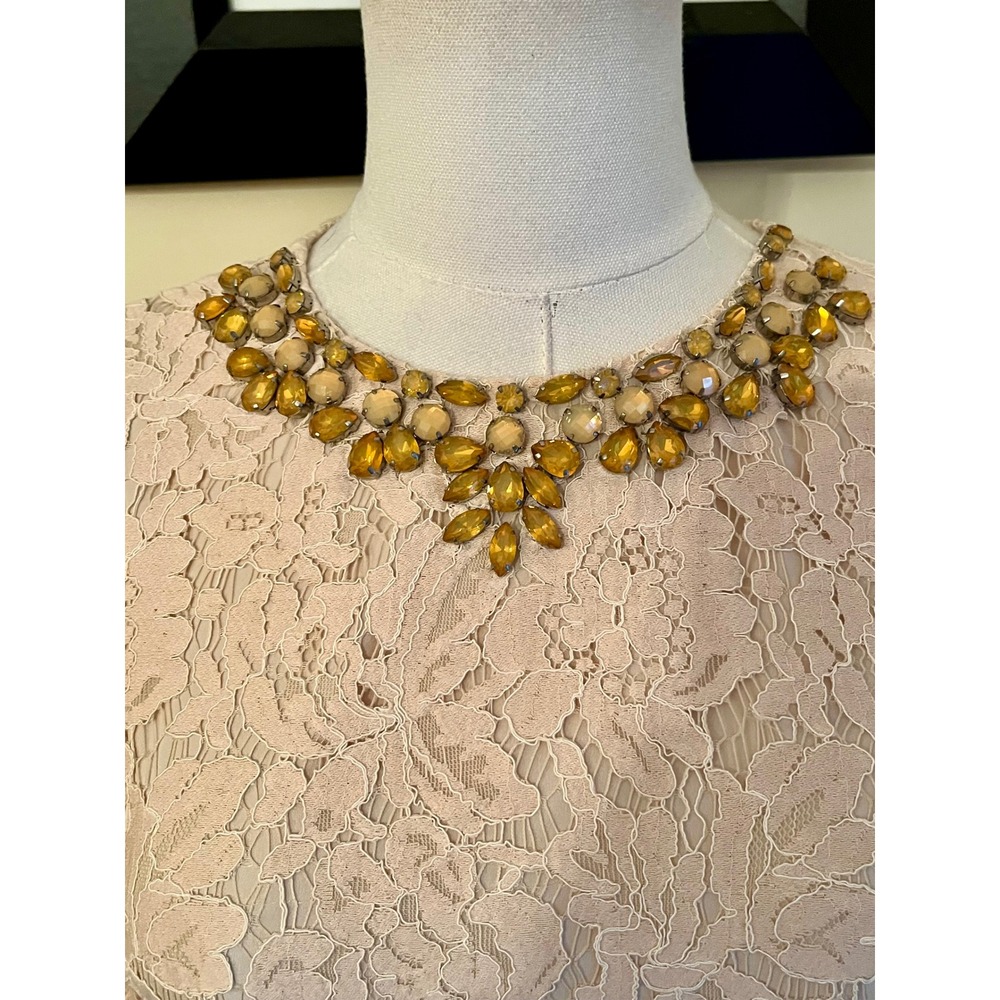 NWT Needle & Thread Pink Floral Lace Embellished Neck Shift Dress US 2 - Picture 5 of 8
